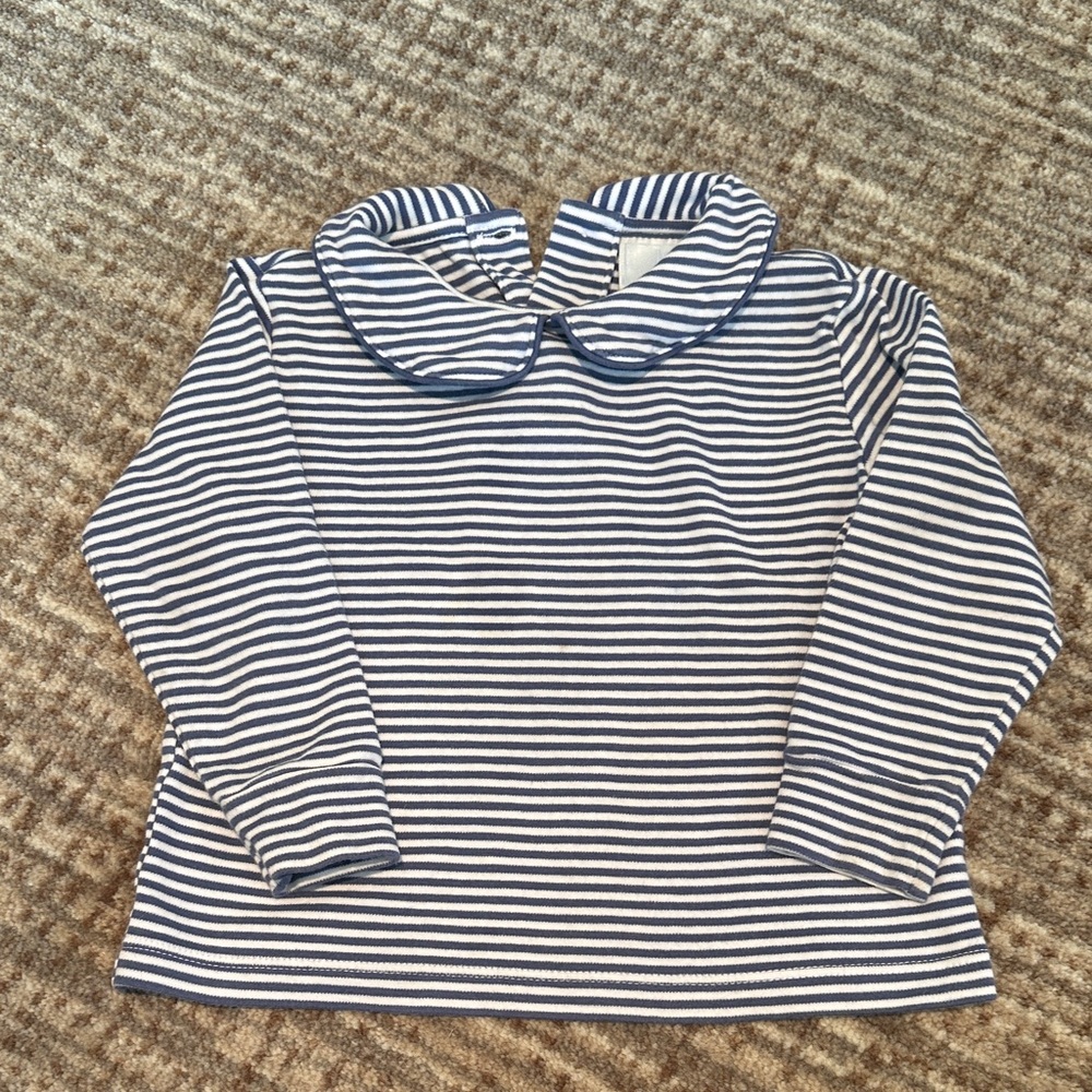 Little English Navy and White Striped Long Sleeve Tee